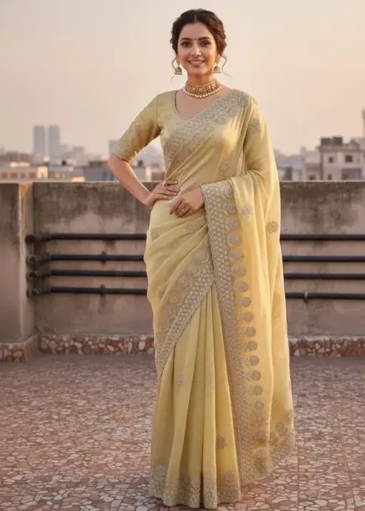 Vt 823 T Premium Fandy Satin Embroidery Saree Collection