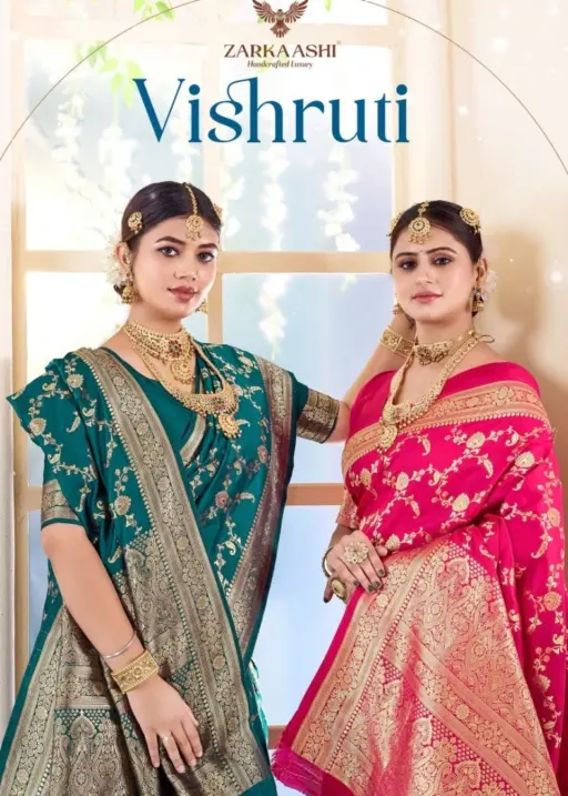Zarkaashi Vishruti Katan Silk Festival Wear Saree Collection