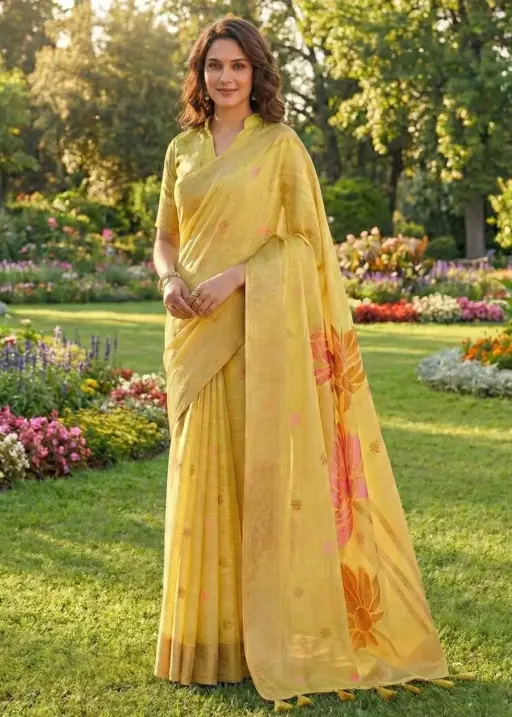 Ast Pankhudi Soft Linen Cotton Festival Saree Collection