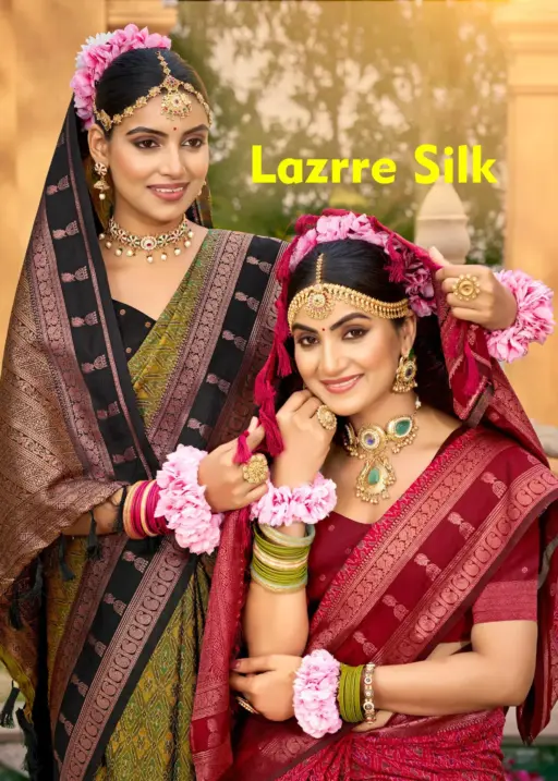 Bunawat Lazrre Silk Sangam Prints Soft Silk Woven Work Traditional Saree Collection