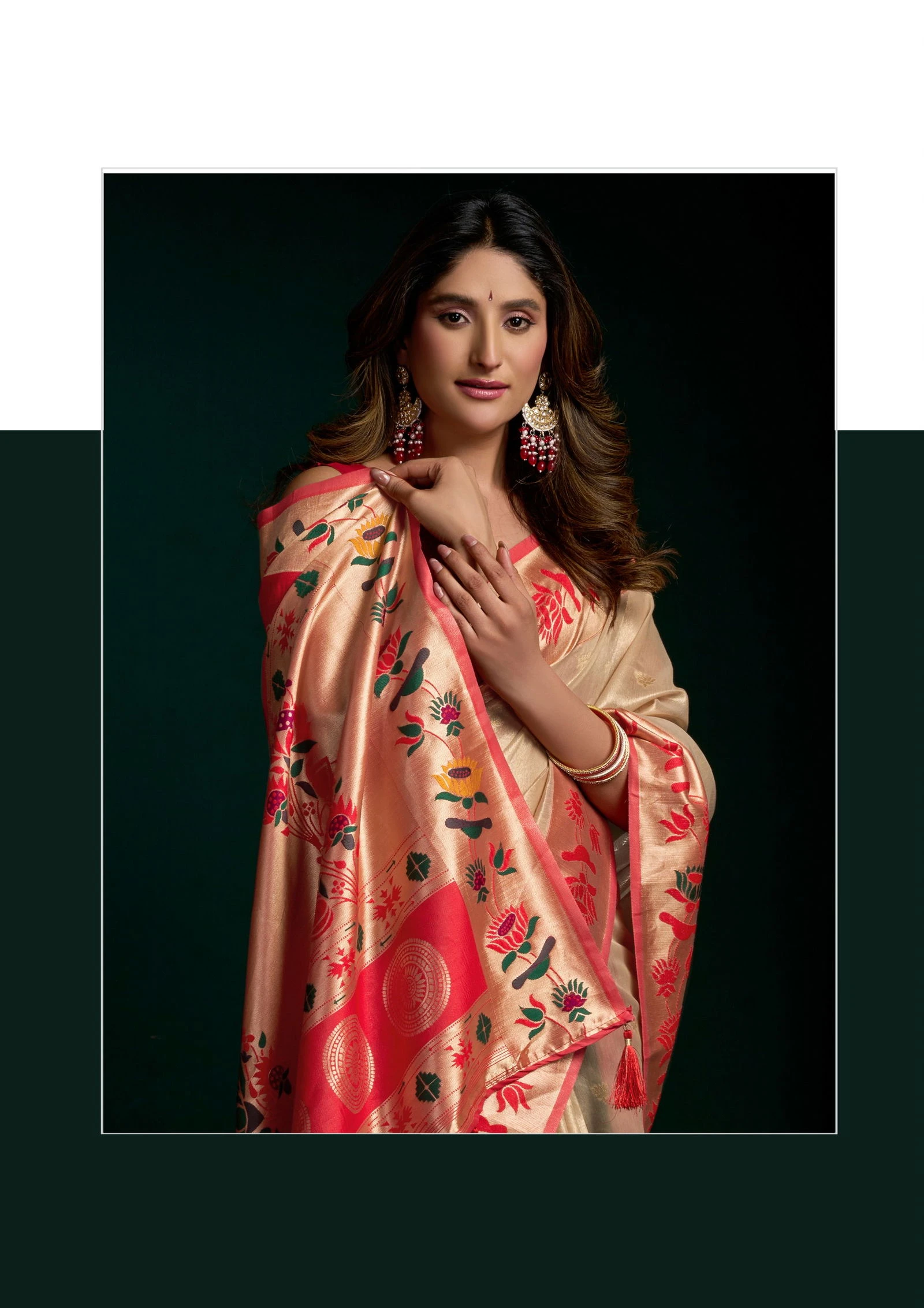 Gobuni Seerat Tissue Paithani with Lotus Zari Border Saree Collection