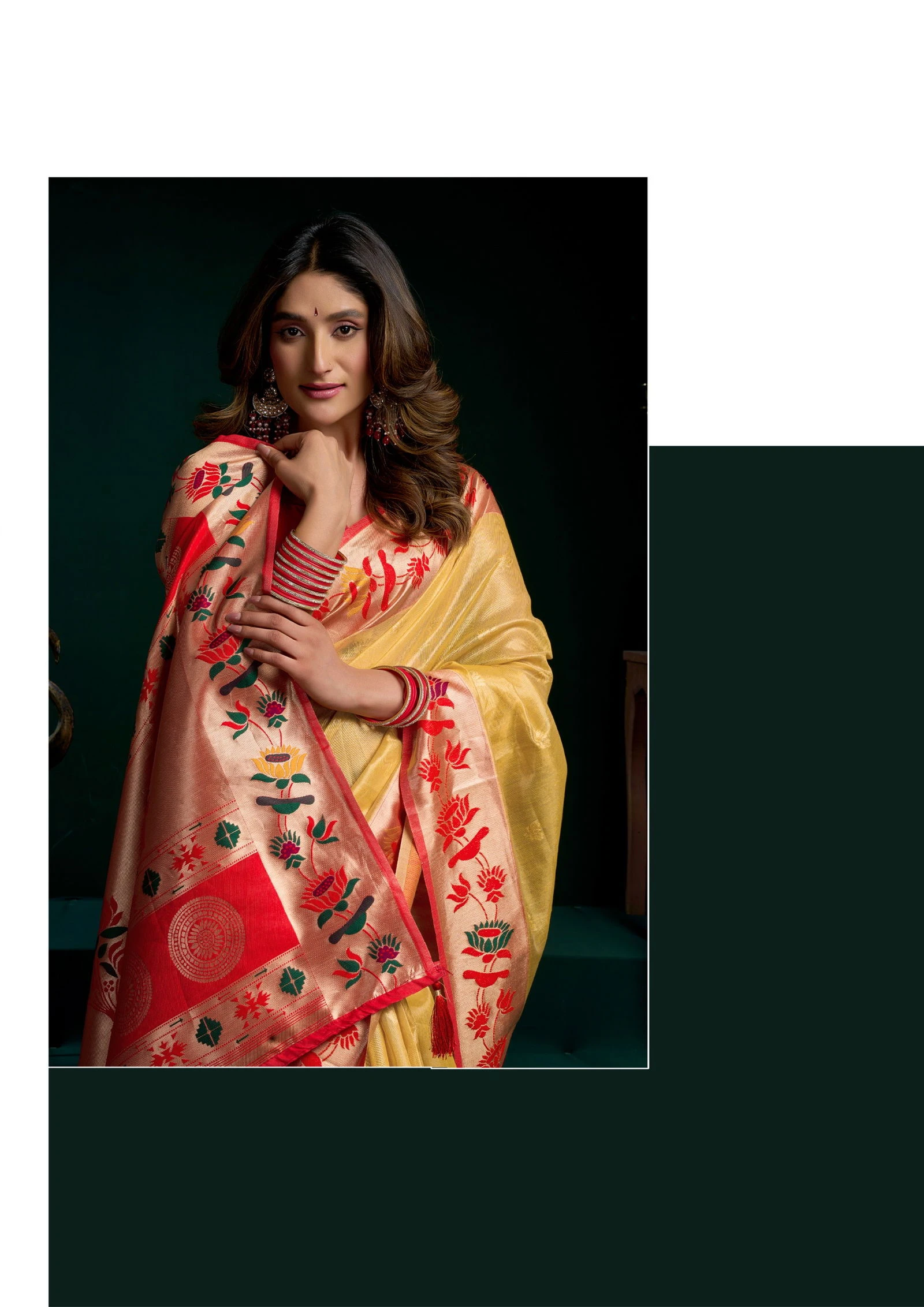Gobuni Seerat Tissue Paithani with Lotus Zari Border Saree Collection