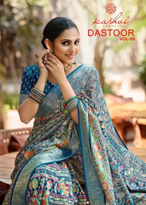 Kashvi Dastoor Vol 6 Viscose Bright Moss Foil Casual Wear Saree Collection