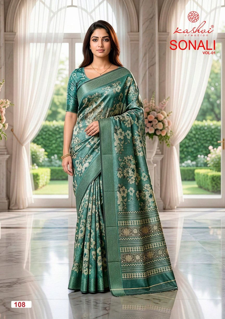 Kashvi Sonali Vol 1 Black Vichitra Casual Wear Saree Collection - Image 2
