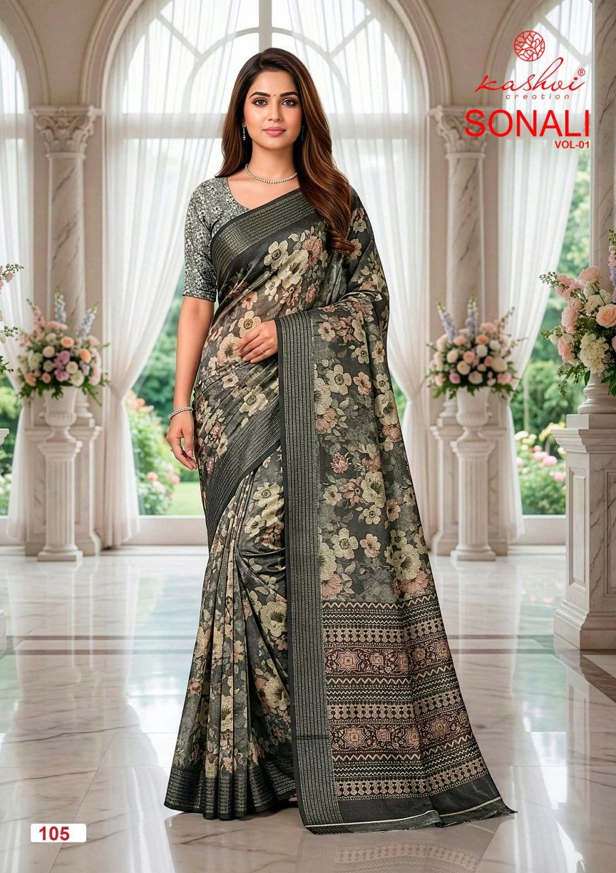 Kashvi Sonali Vol 1 Black Vichitra Casual Wear Saree Collection - Image 9