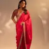Kc 2084 Red Color Sequins Festival Special Saree