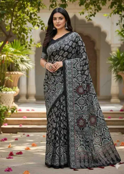 Kc 2087 Soft Crepe Silk Mirror Worked Beautiful Saree Collection