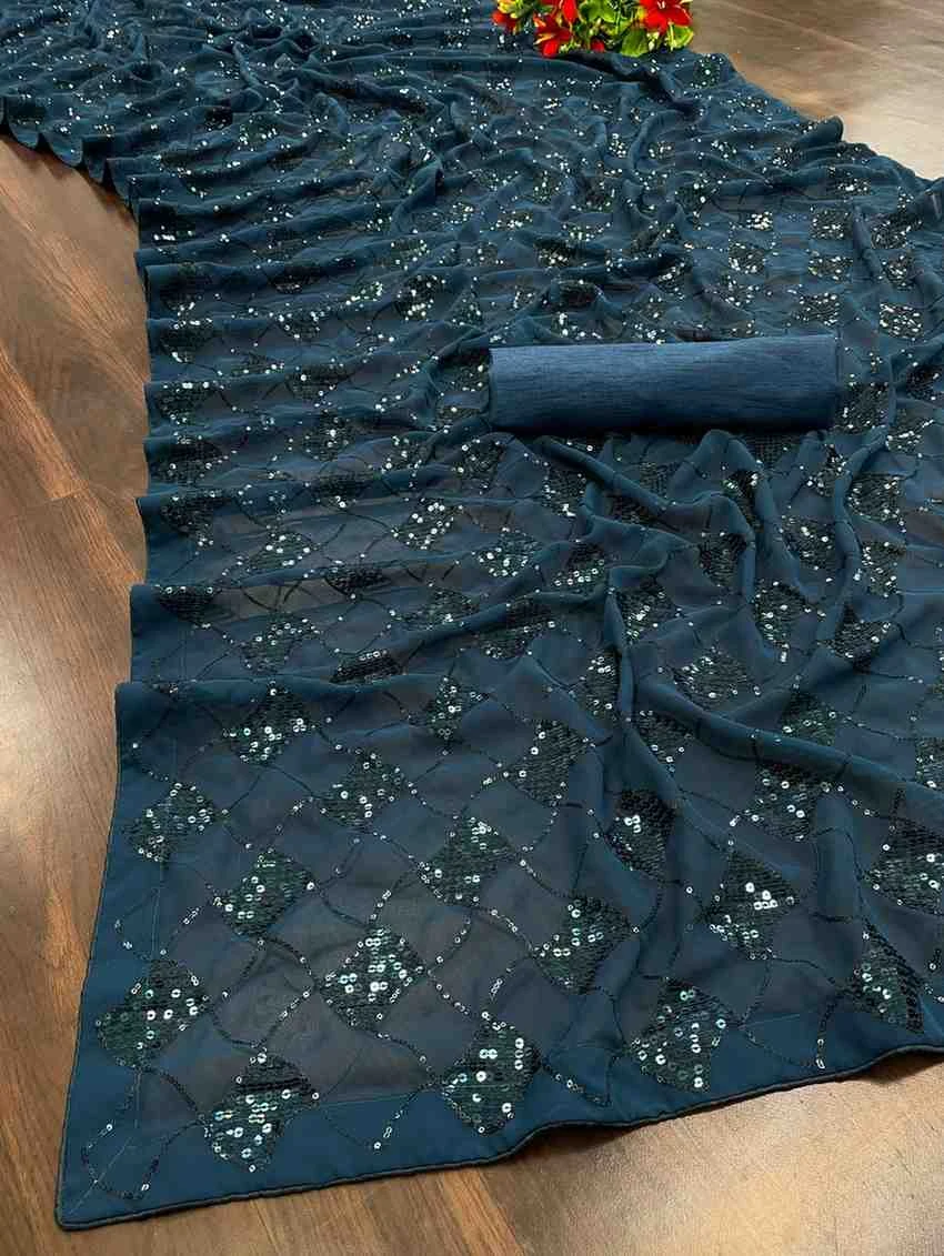Kc 742 Georgette Sequence Designer Party Wear Saree