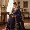 Kc 900 Satin Chiffon Sequence Blooming Saree