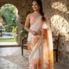 Kc 909 Satin Georgette with Hand Print Designer Saree