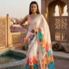 Kc 909 Satin Georgette with Hand Print Designer Saree