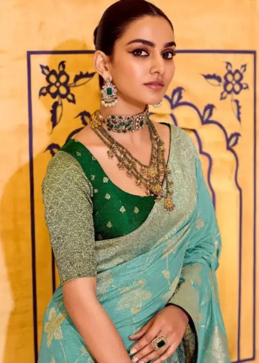 Kimora Rajmahal Banarasi Silk Border Work Festival Wear Saree Collection