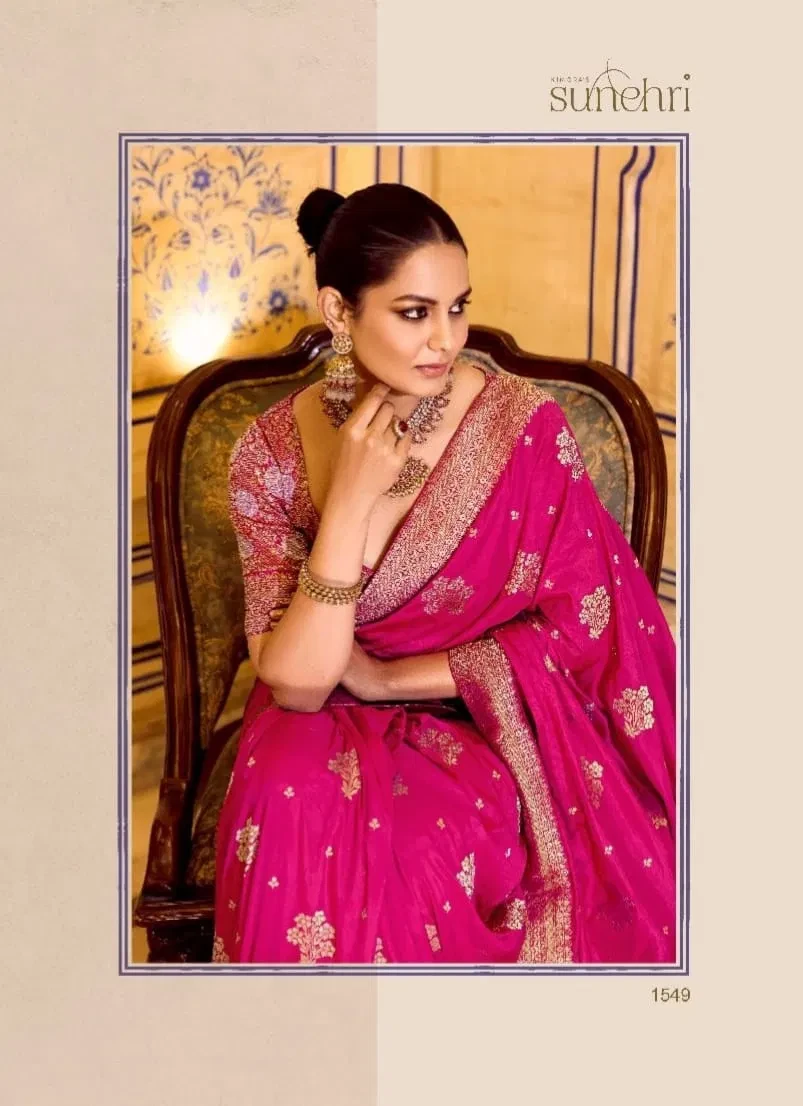 Kimora Rajmahal Banarasi Silk Border Work Festival Wear Saree Collection