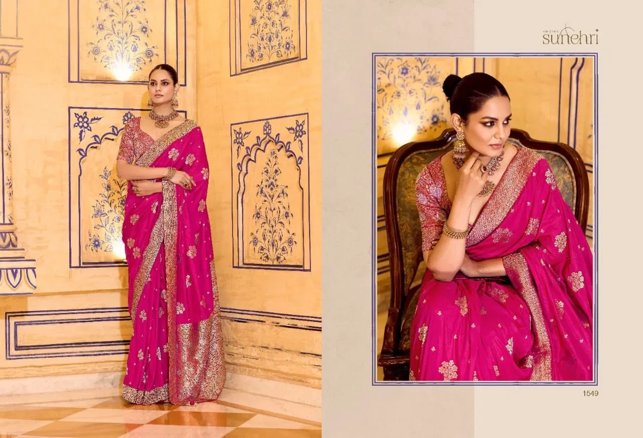 Kimora Rajmahal Banarasi Silk Border Work Festival Wear Saree Collection