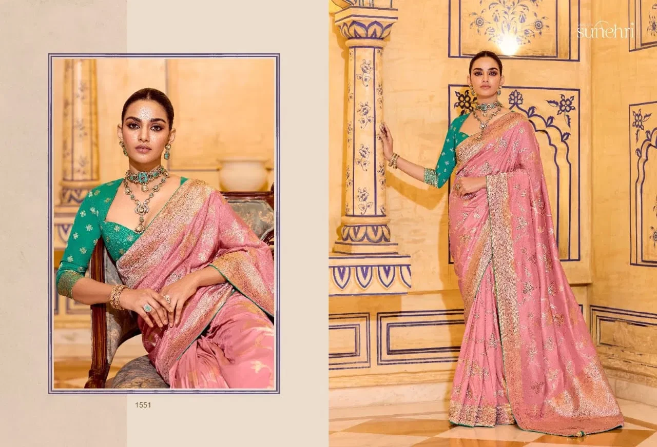 Kimora Rajmahal Banarasi Silk Border Work Festival Wear Saree Collection
