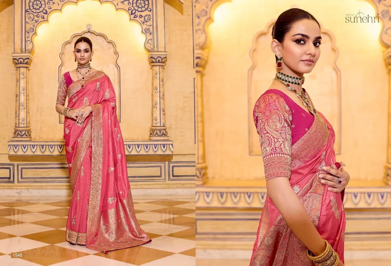 Kimora Rajmahal Banarasi Silk Border Work Festival Wear Saree Collection