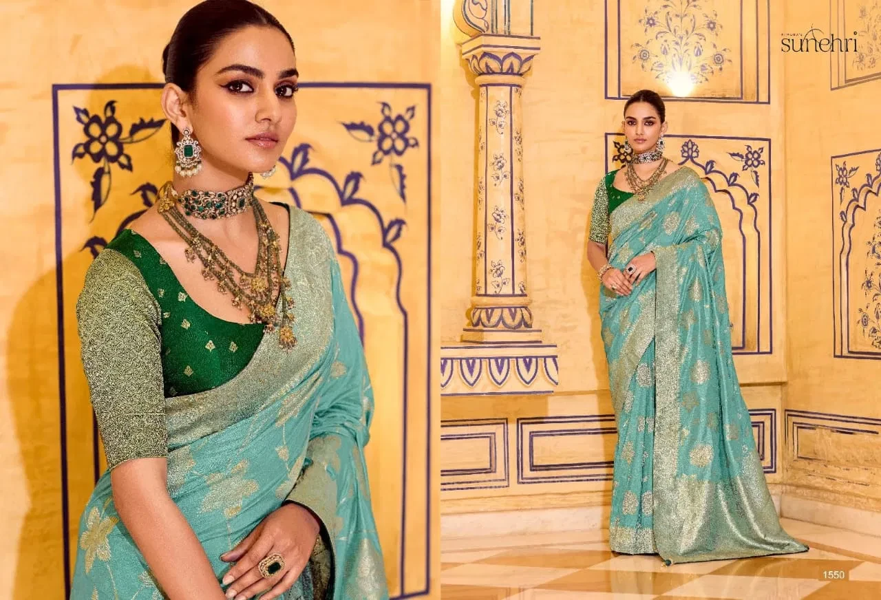 Kimora Rajmahal Banarasi Silk Border Work Festival Wear Saree Collection