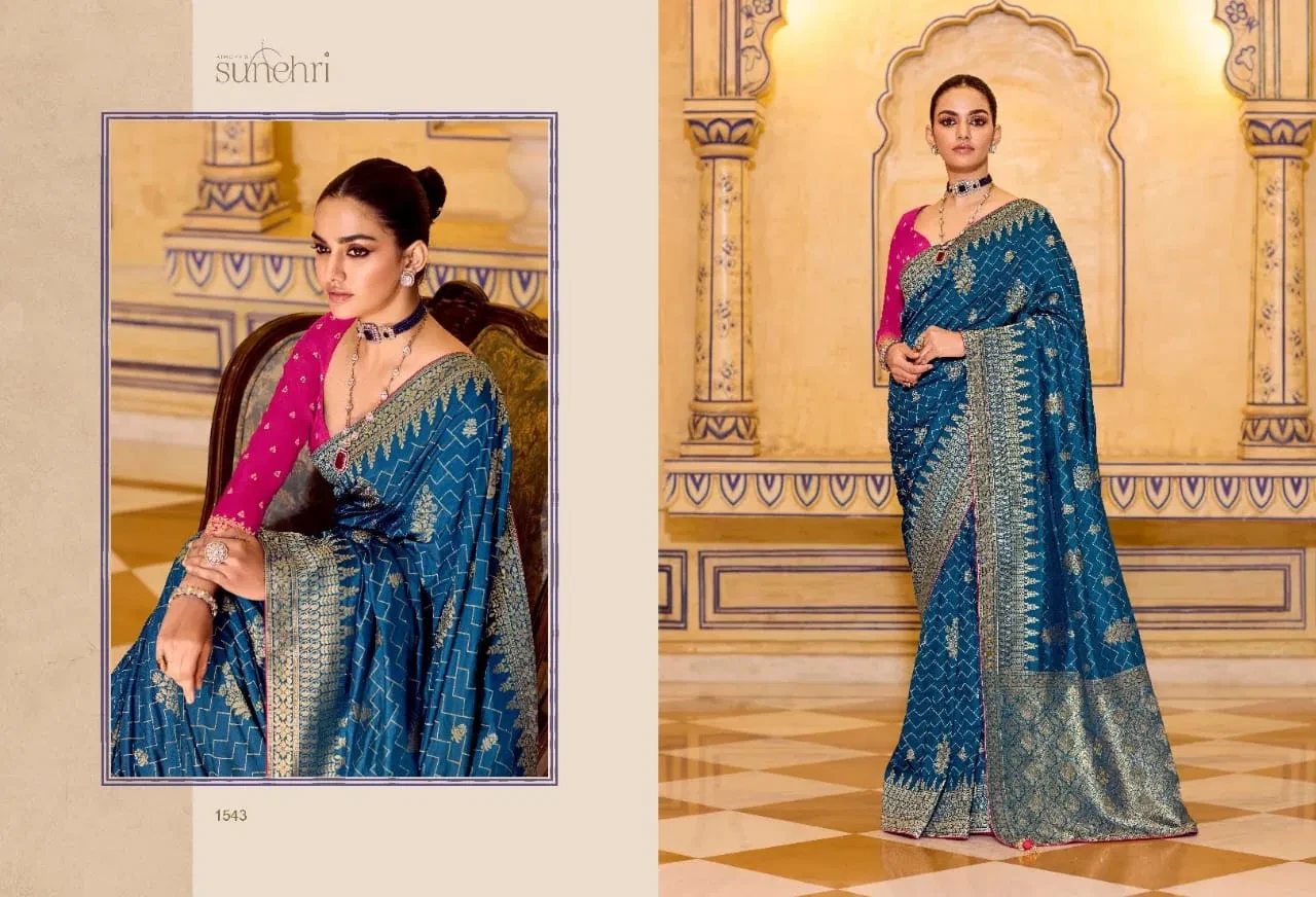 Kimora Rajmahal Banarasi Silk Border Work Festival Wear Saree Collection