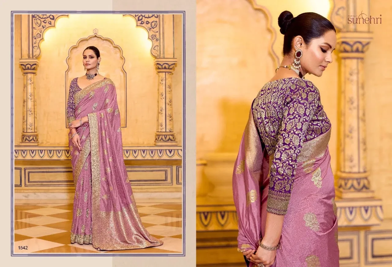 Kimora Rajmahal Banarasi Silk Border Work Festival Wear Saree Collection