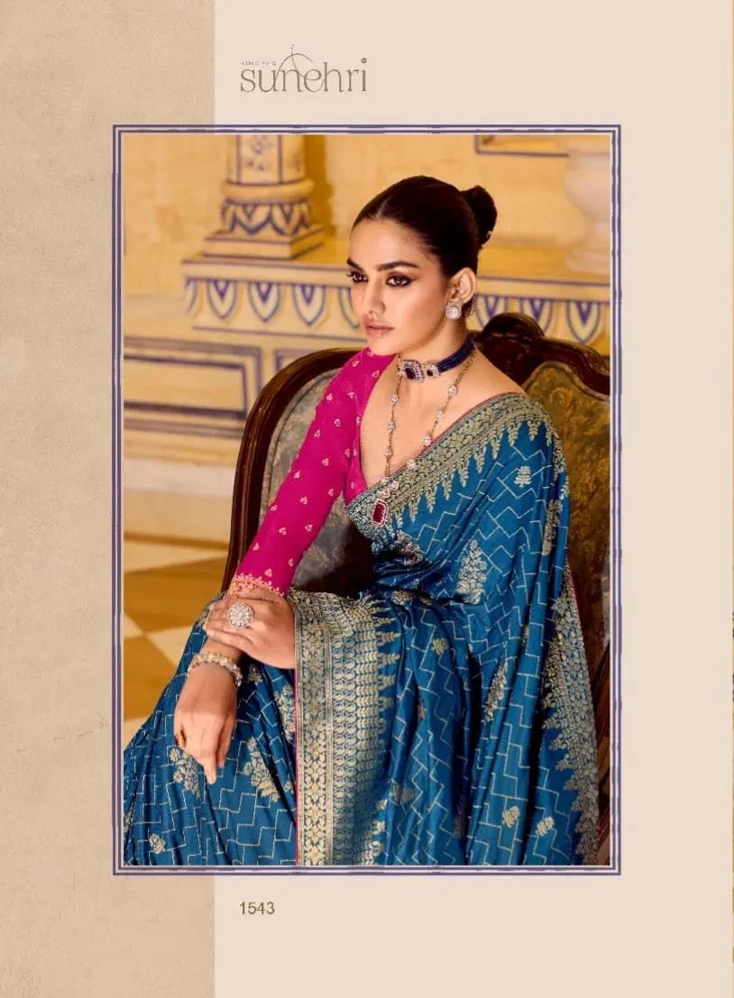 Kimora Rajmahal Banarasi Silk Border Work Festival Wear Saree Collection