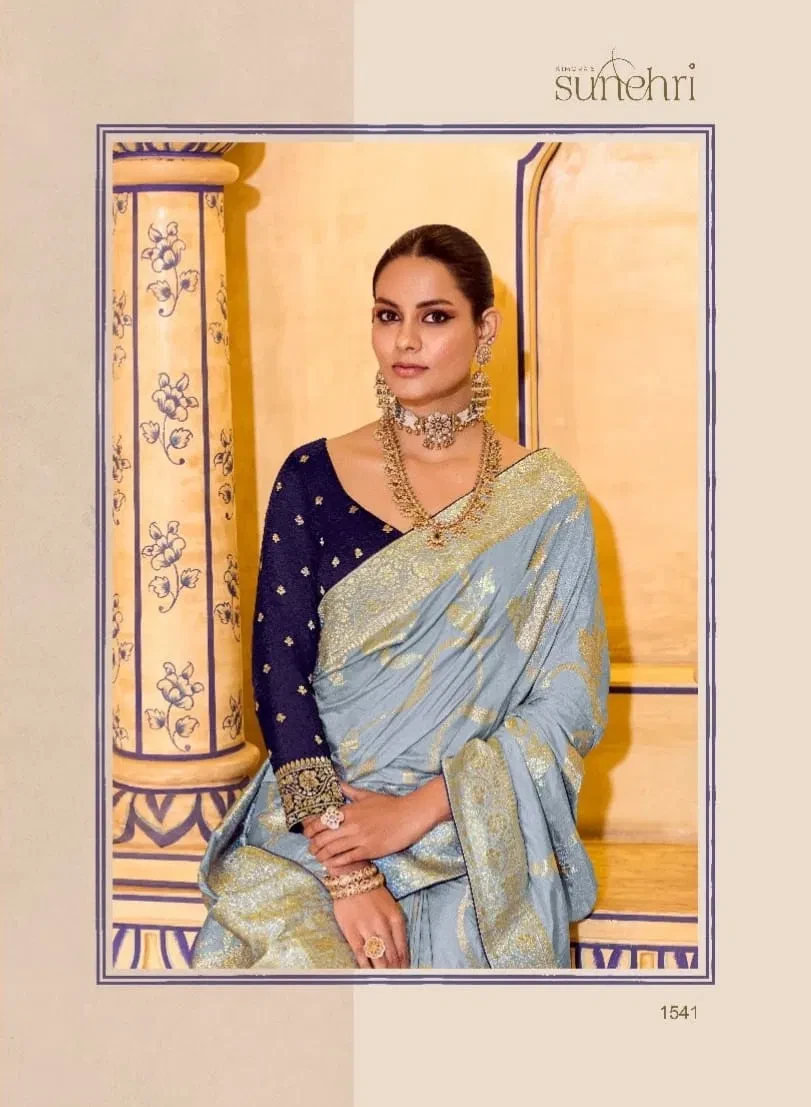 Kimora Rajmahal Banarasi Silk Border Work Festival Wear Saree Collection