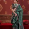 Kreshva Kalki Silk Ikkat Design with Hand Marmo Finish Saree Collection