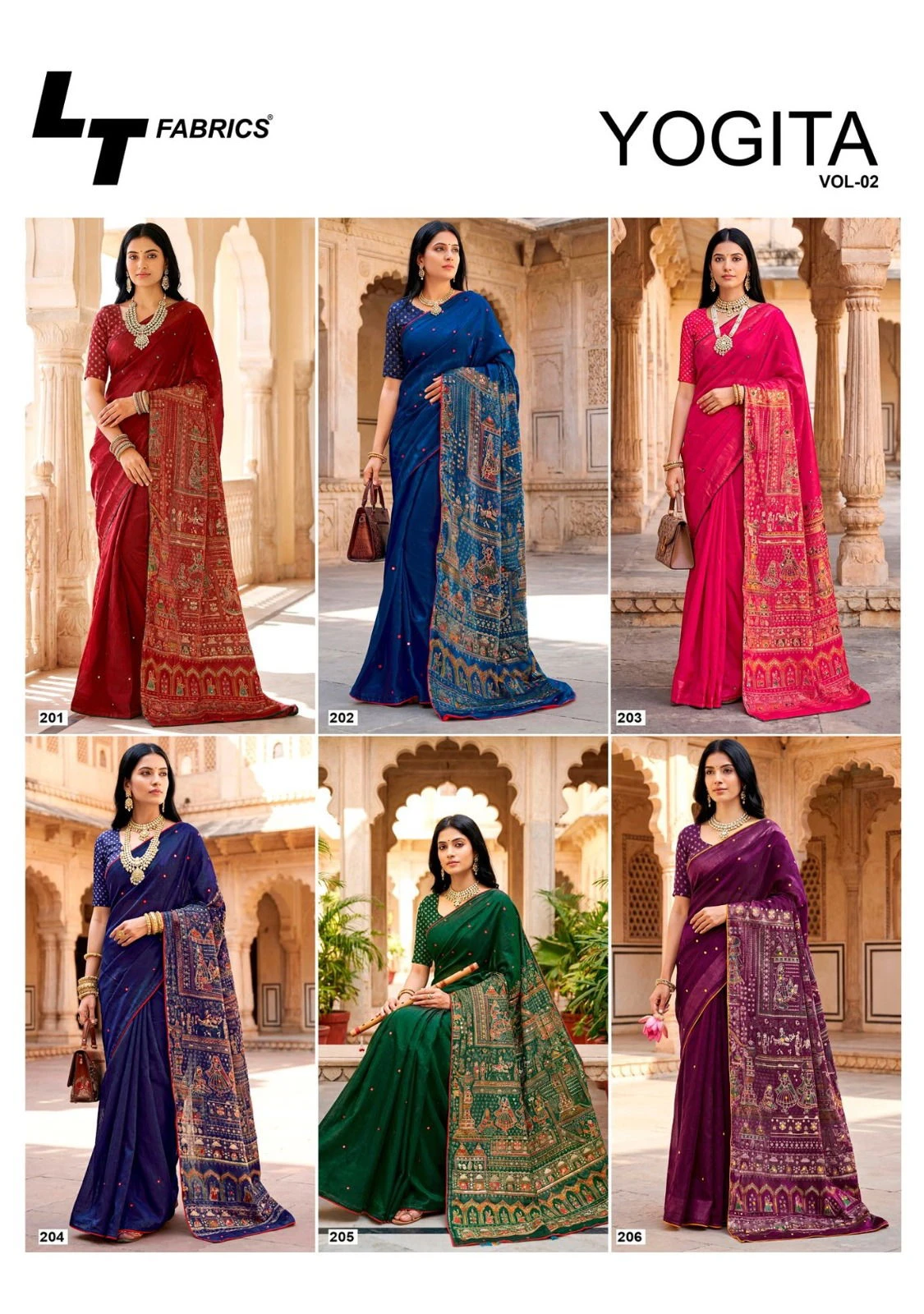 Lt Yogita Vol 2 Fandy Satin with Foil Print Festival Wear Saree Collection