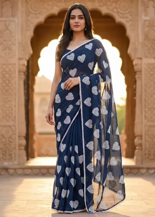 Mahek 212 Embroidery Georgette Party Wear Saree