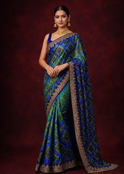 Mahek 215 Chinon Silk Bandhani Codding Stylish Saree Collection