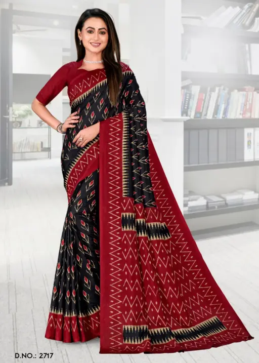 Malgudi Silk Vol 27 Nx Cracle Silk Printed Uniform Saree