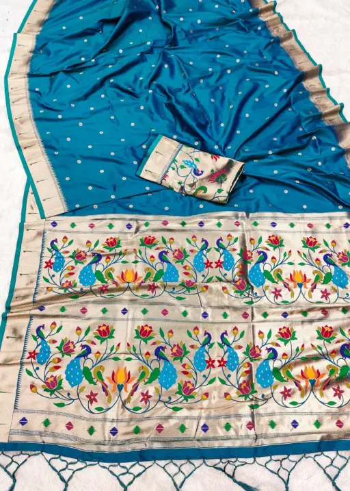 Mb 1180 Paithani Silk Golden Zari Embellished Saree Collection