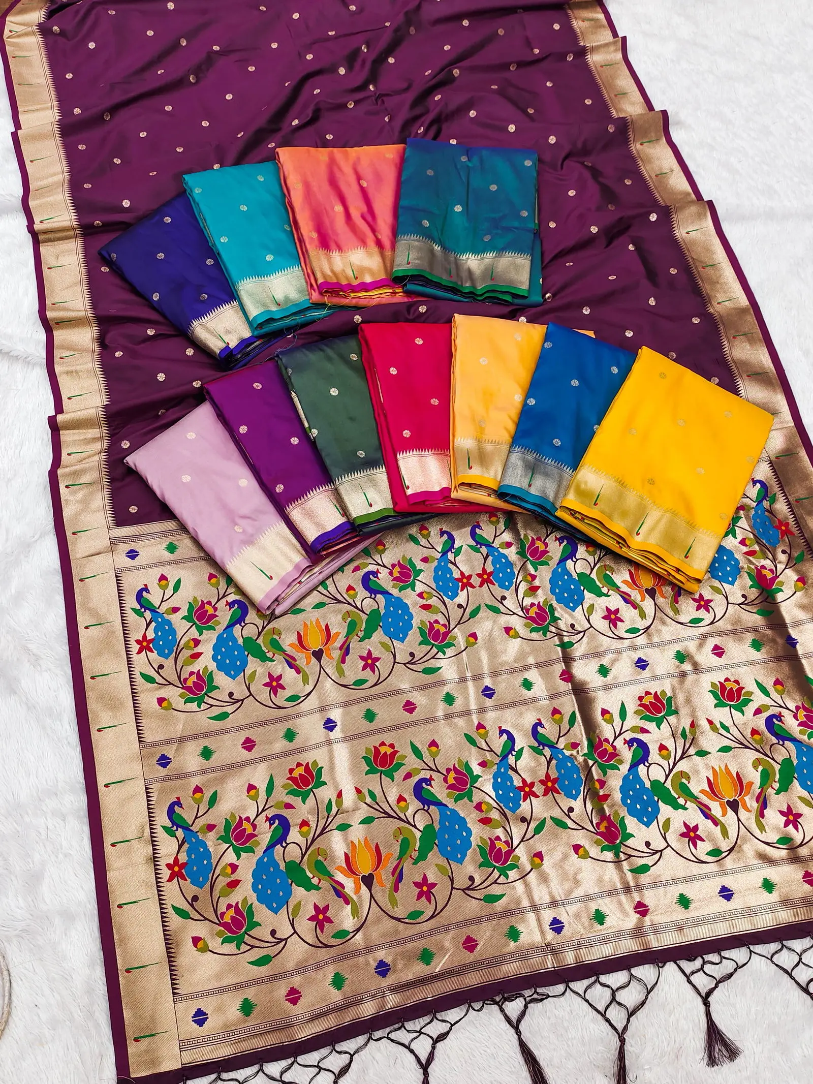 Mb 1180 Paithani Silk Golden Zari Embellished Saree Collection - Image 6