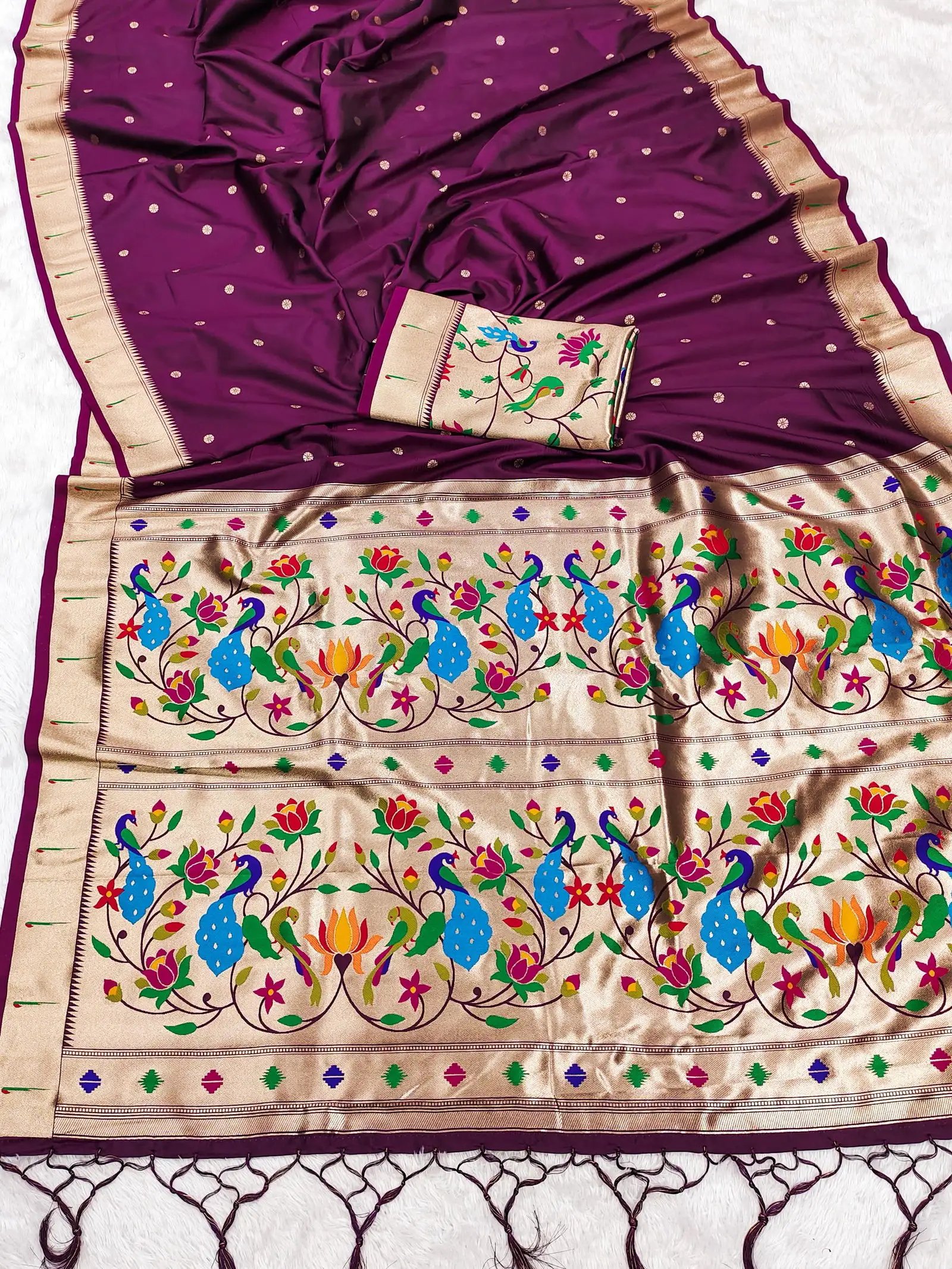 Mb 1180 Paithani Silk Golden Zari Embellished Saree Collection - Image 9