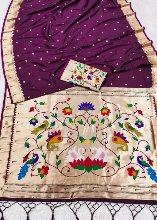 Mb 149 Paithani Silk Golden Zari Embellished Saree Collection