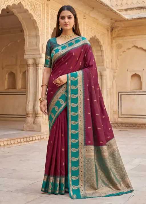 Mb 187 Premium Banarasi Silk Zari Butti Weaving Saree Collection