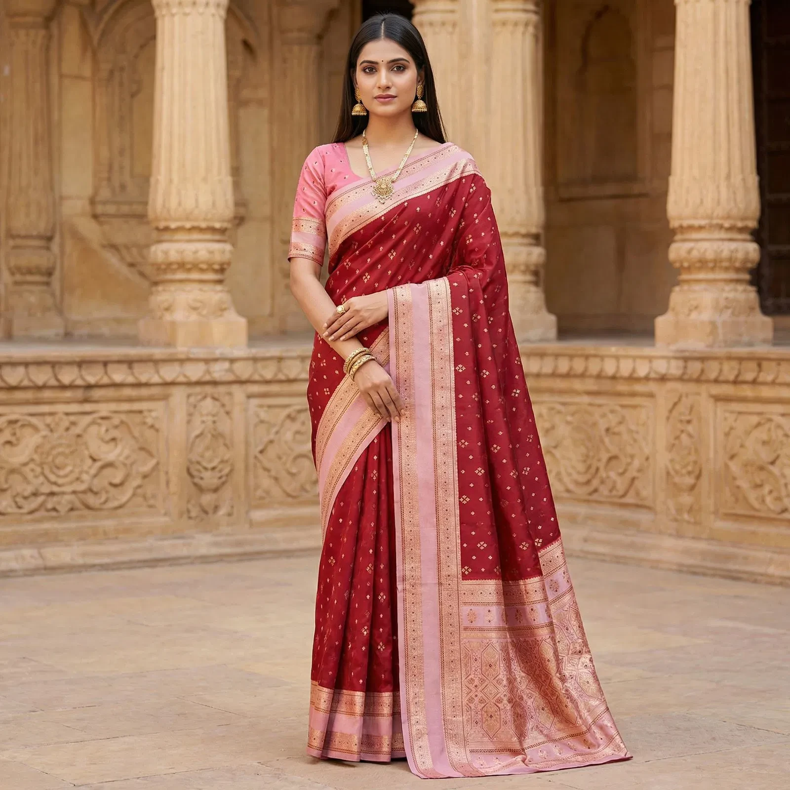 Mb 3326 Banarasi Silk Zari Weaving Traditional Saree Collection