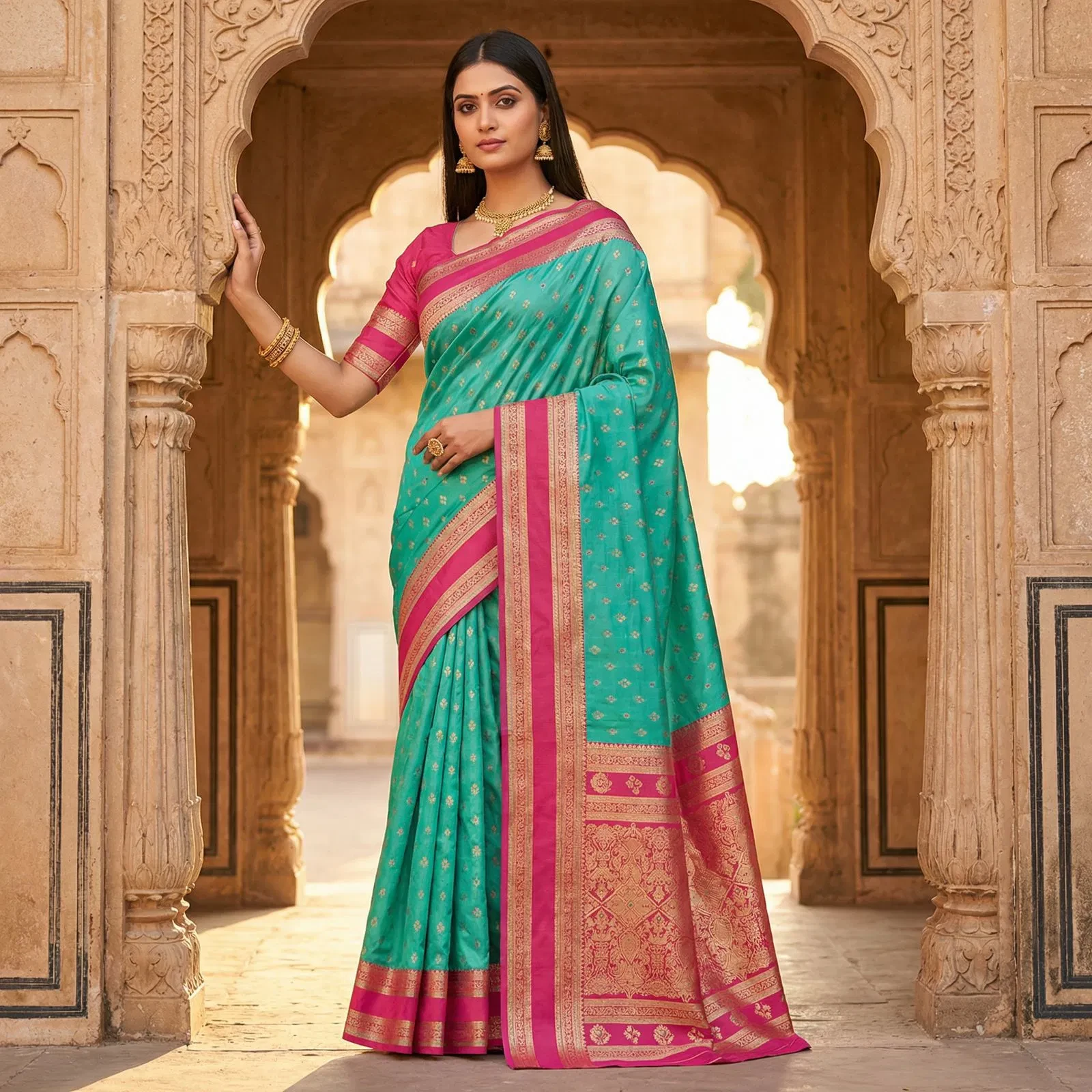 Mb 3326 Banarasi Silk Zari Weaving Traditional Saree Collection