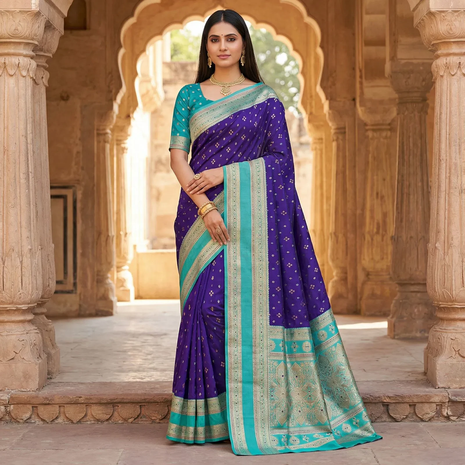 Mb 3326 Banarasi Silk Zari Weaving Traditional Saree Collection