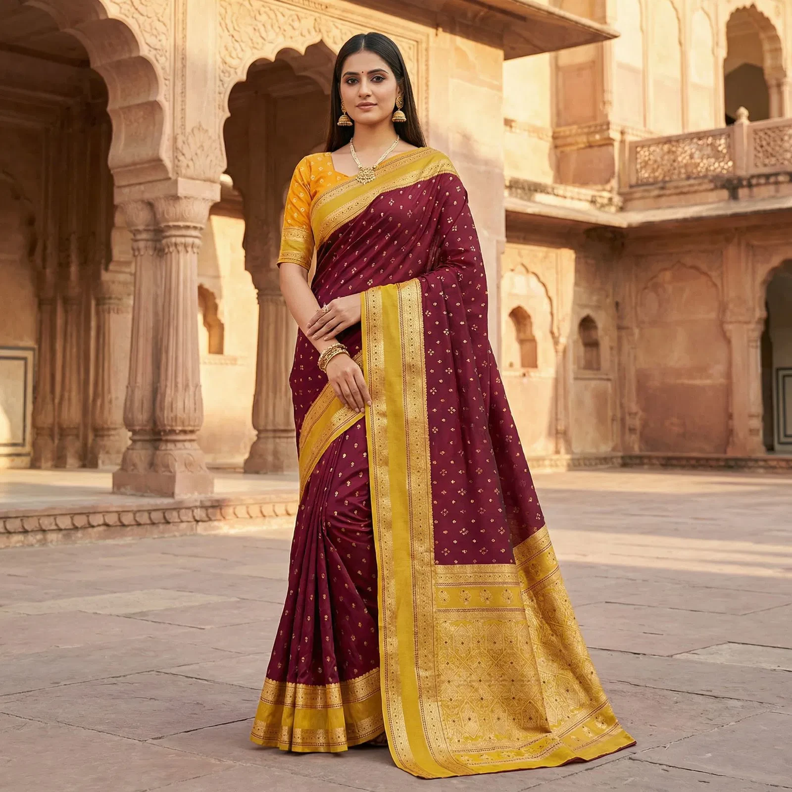 Mb 3326 Banarasi Silk Zari Weaving Traditional Saree Collection