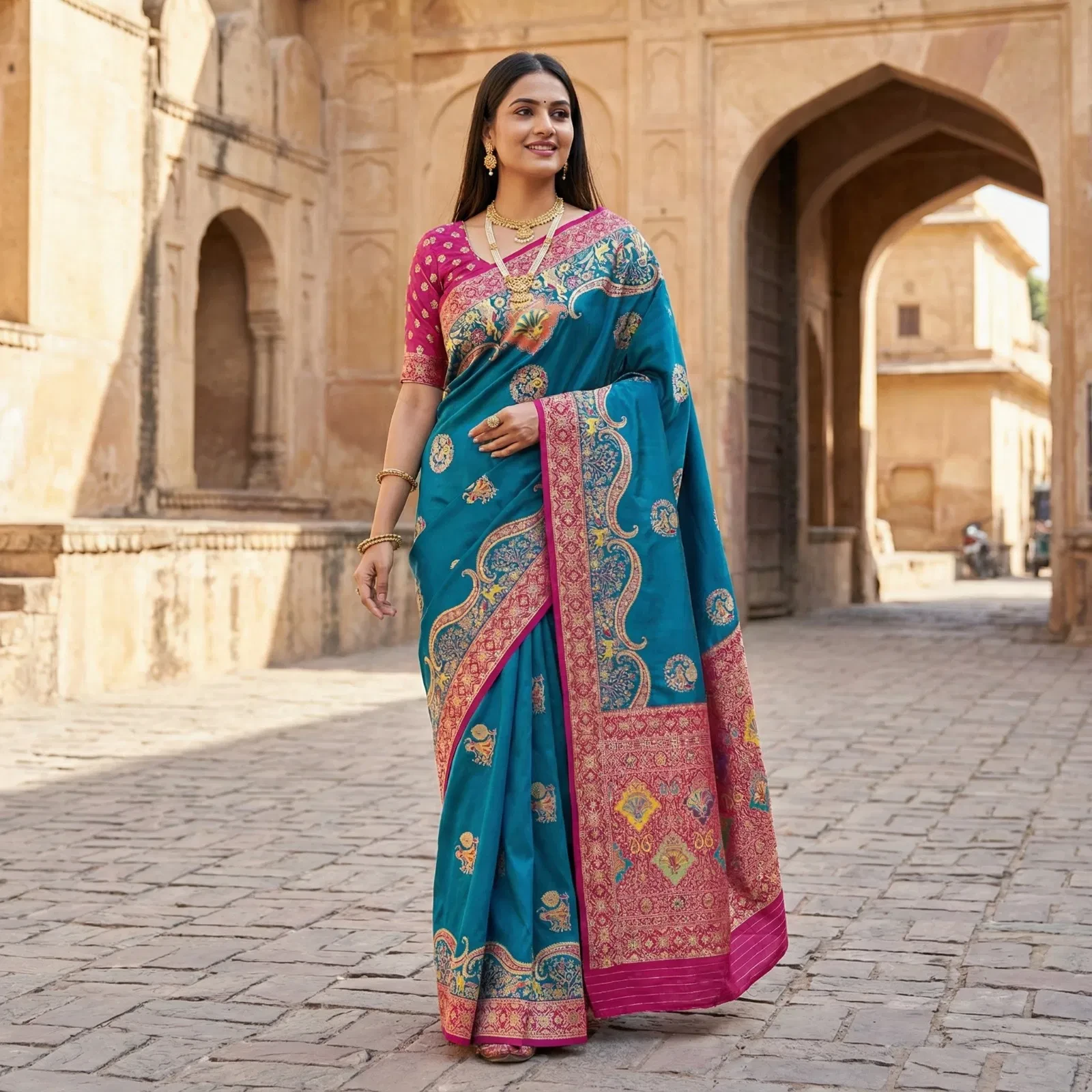 Mb 50 Pasmina Paithani Silk Paisley Work Saree Collection