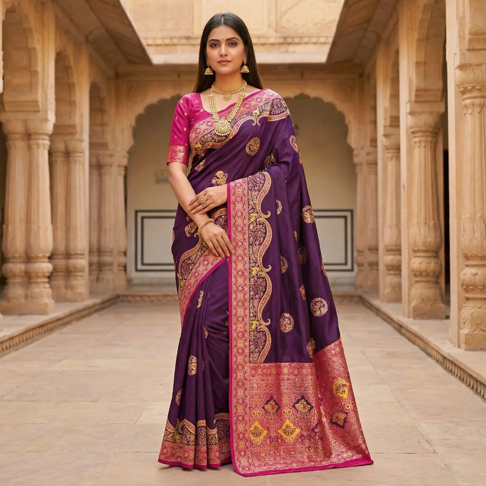 Mb 50 Pasmina Paithani Silk Paisley Work Saree Collection