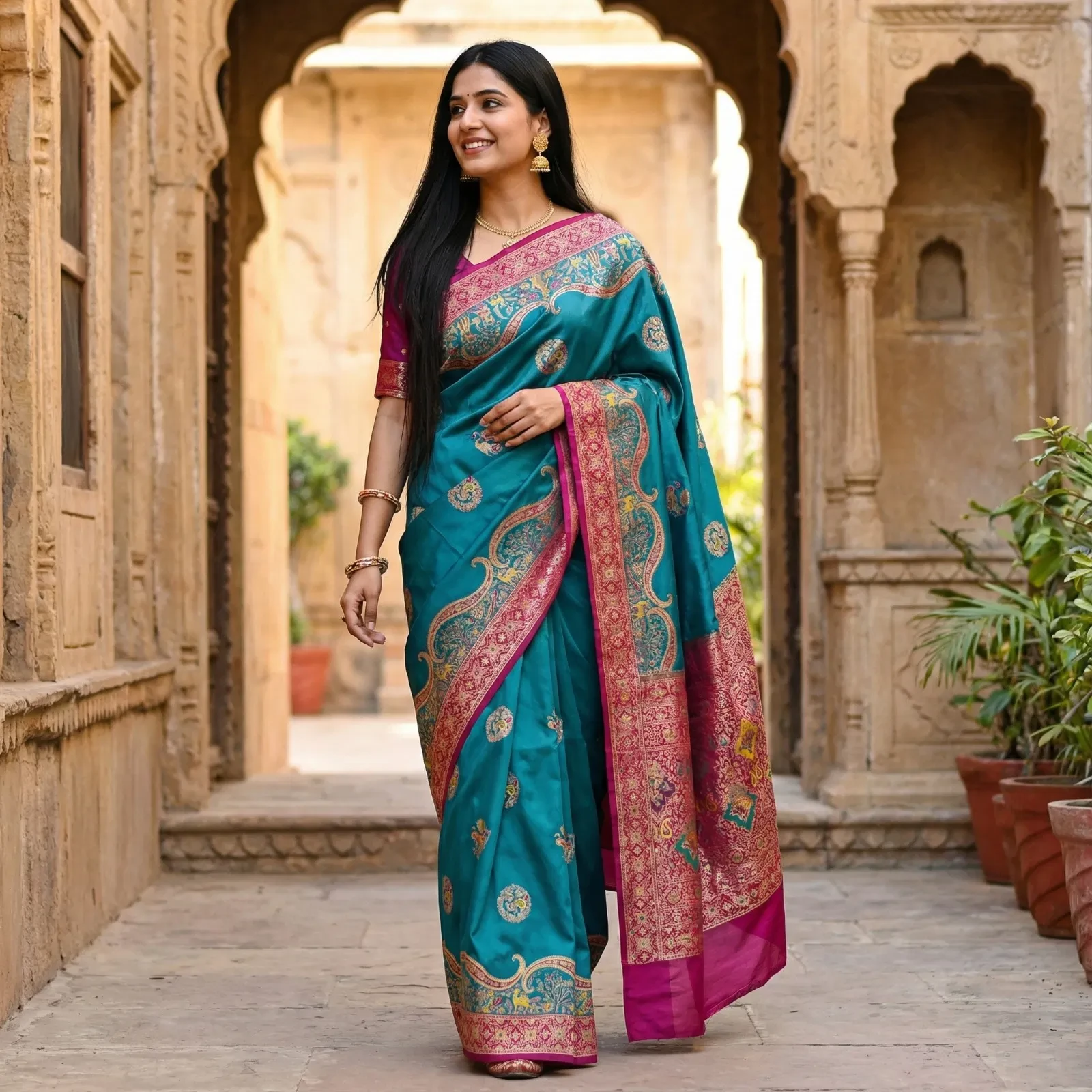 Mb 50 Pasmina Paithani Silk Paisley Work Saree Collection