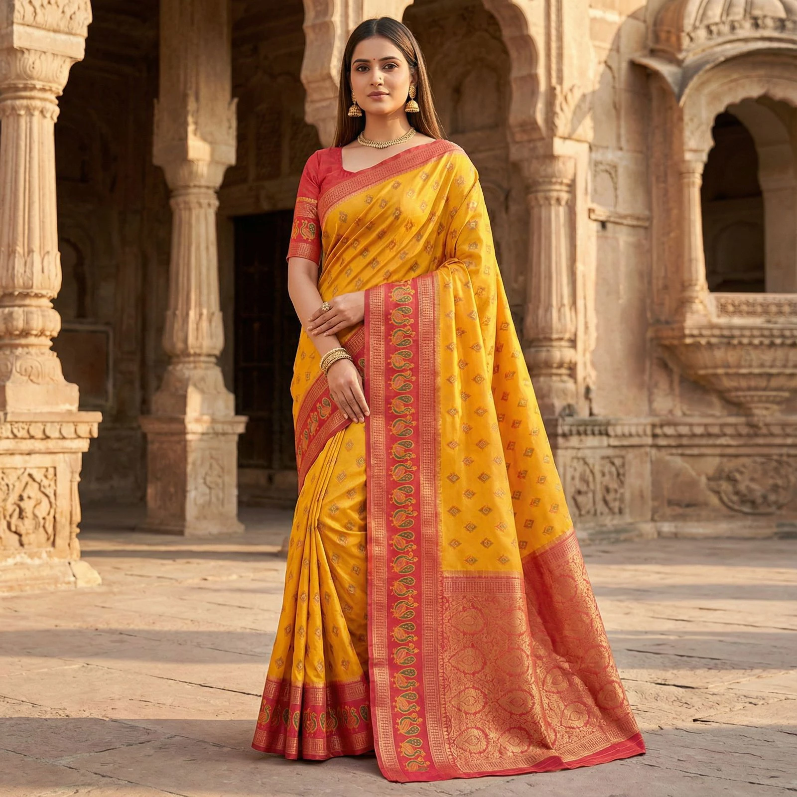 Mb 6134 Silk Blend Pochampalli Ikkat Saree Collection