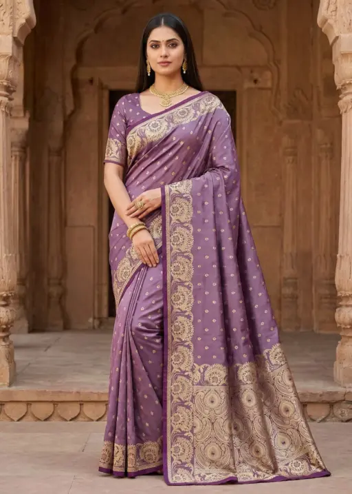 Mb 8 Satin Silk Golden Butta Woven Saree Collection