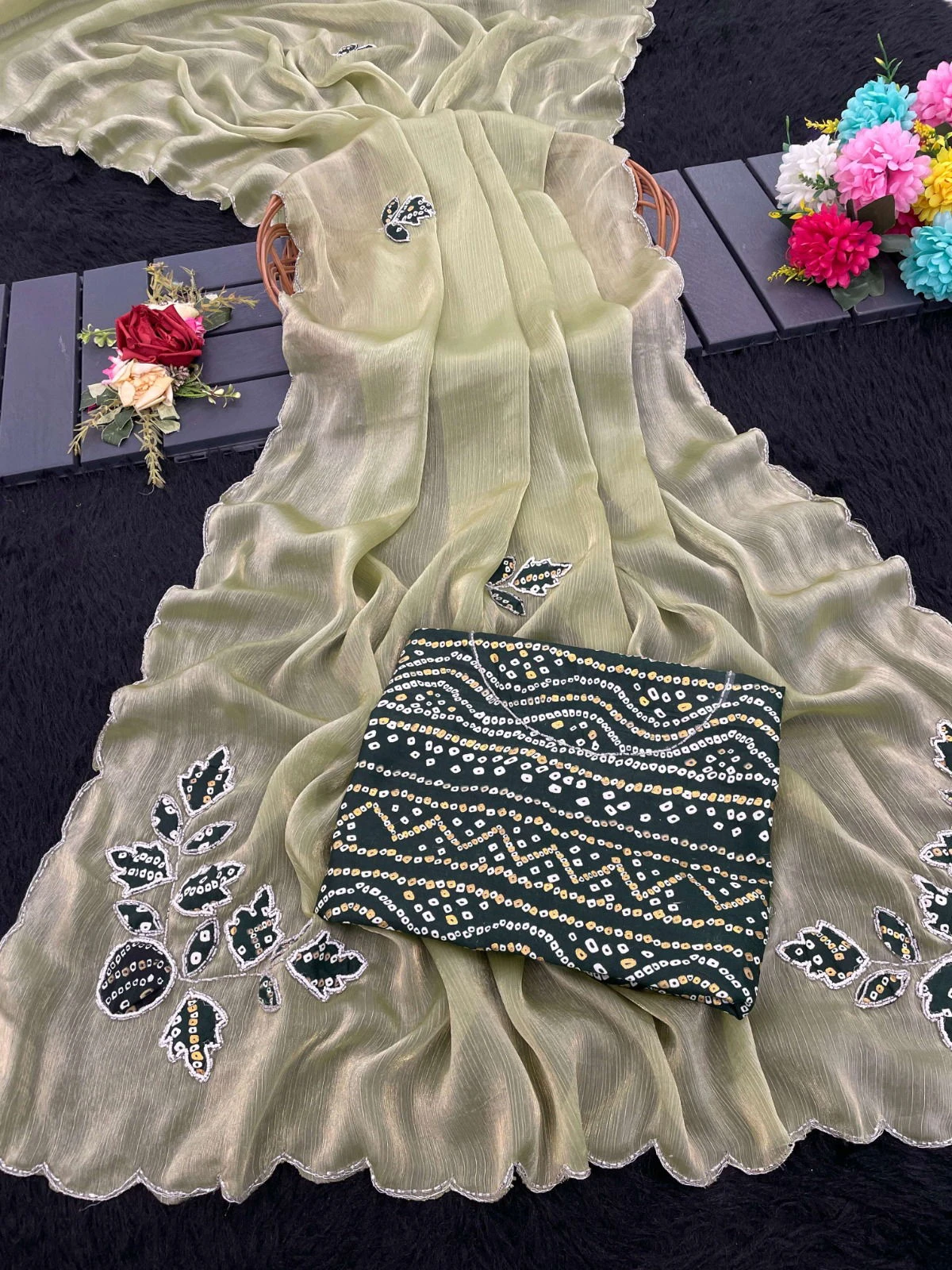 Modal 6339 Chiffon Embossed Foil with Cut Work Designer Saree Collection