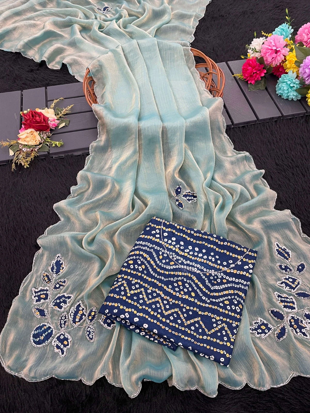 Modal 6339 Chiffon Embossed Foil with Cut Work Designer Saree Collection