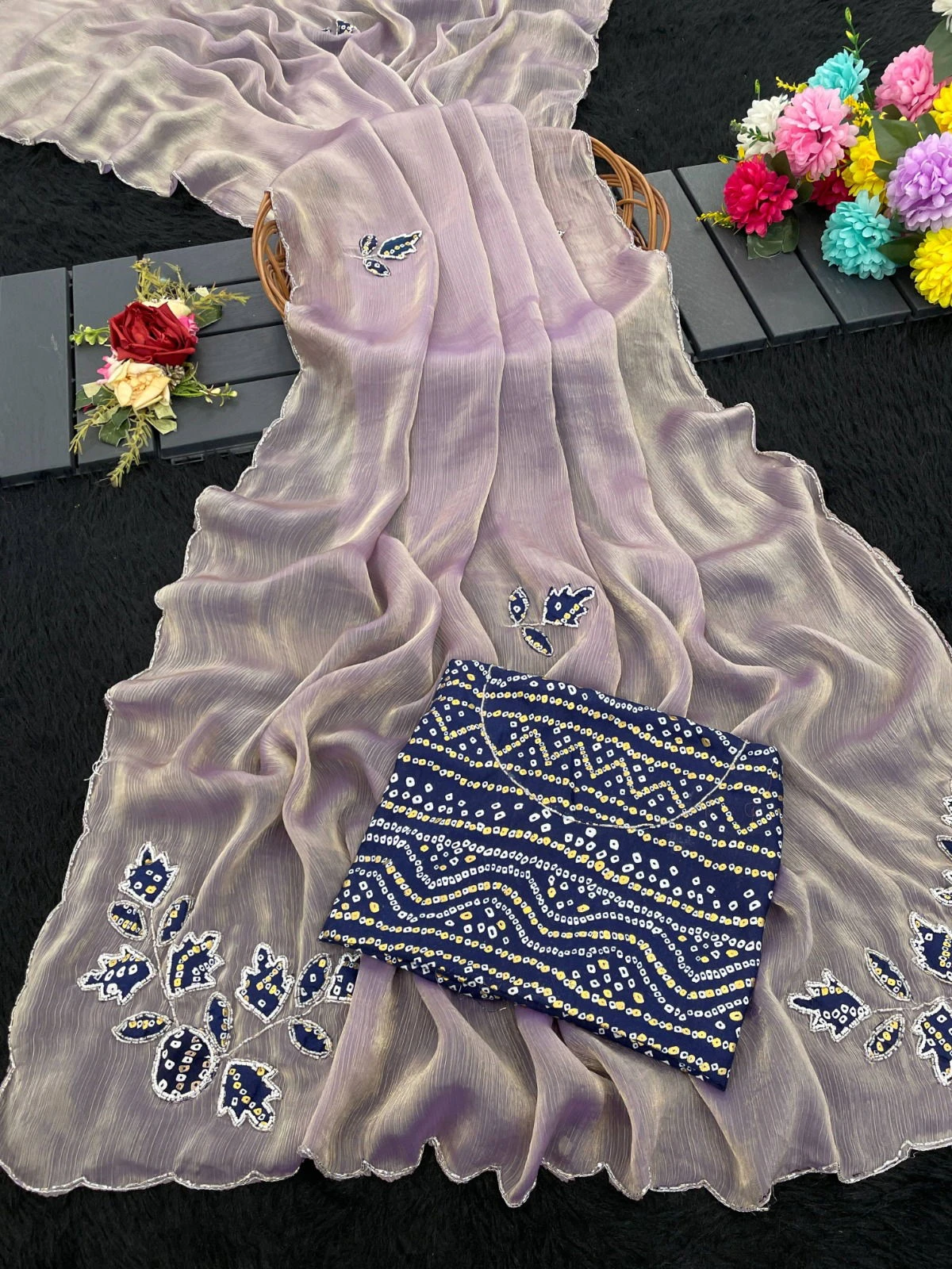 Modal 6339 Chiffon Embossed Foil with Cut Work Designer Saree Collection