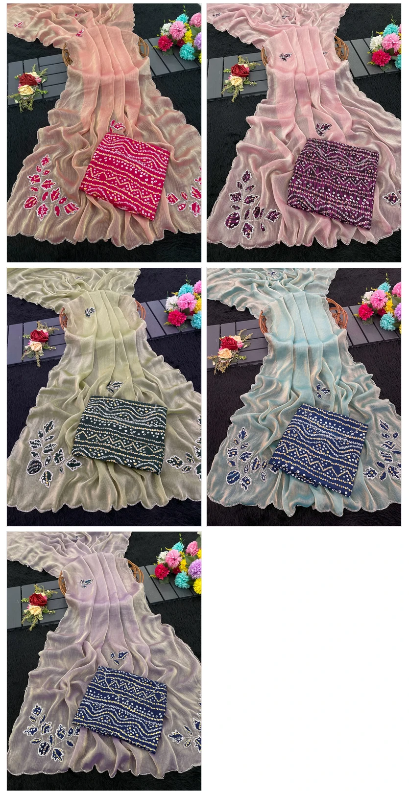 Modal 6339 Chiffon Embossed Foil with Cut Work Designer Saree Collection