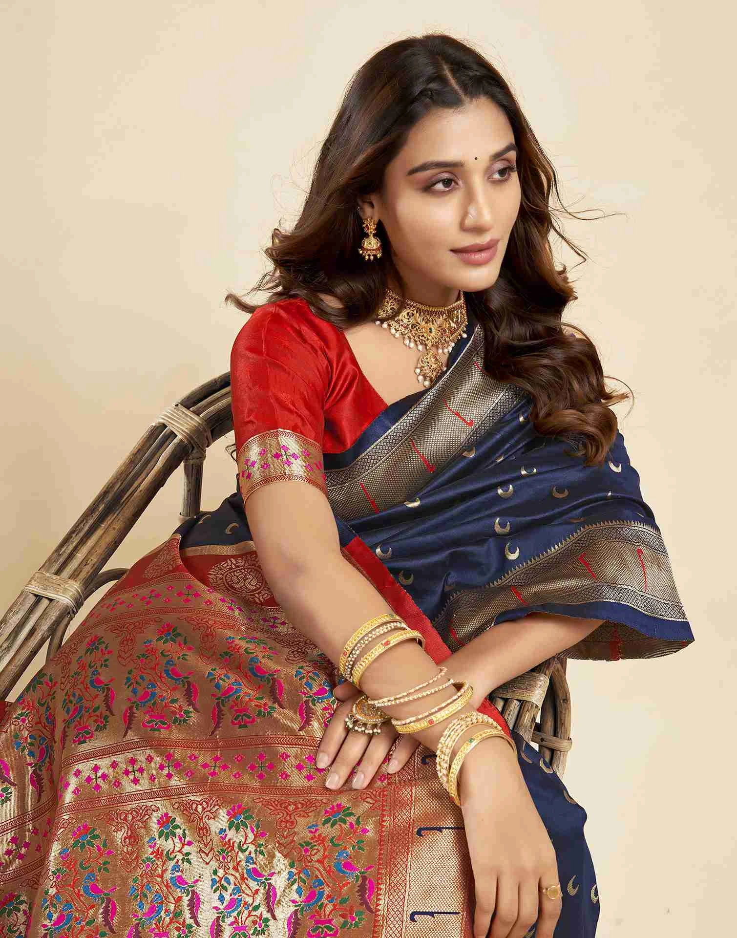 P 206 Silk Woven Work Traditional Wear Saree Collection