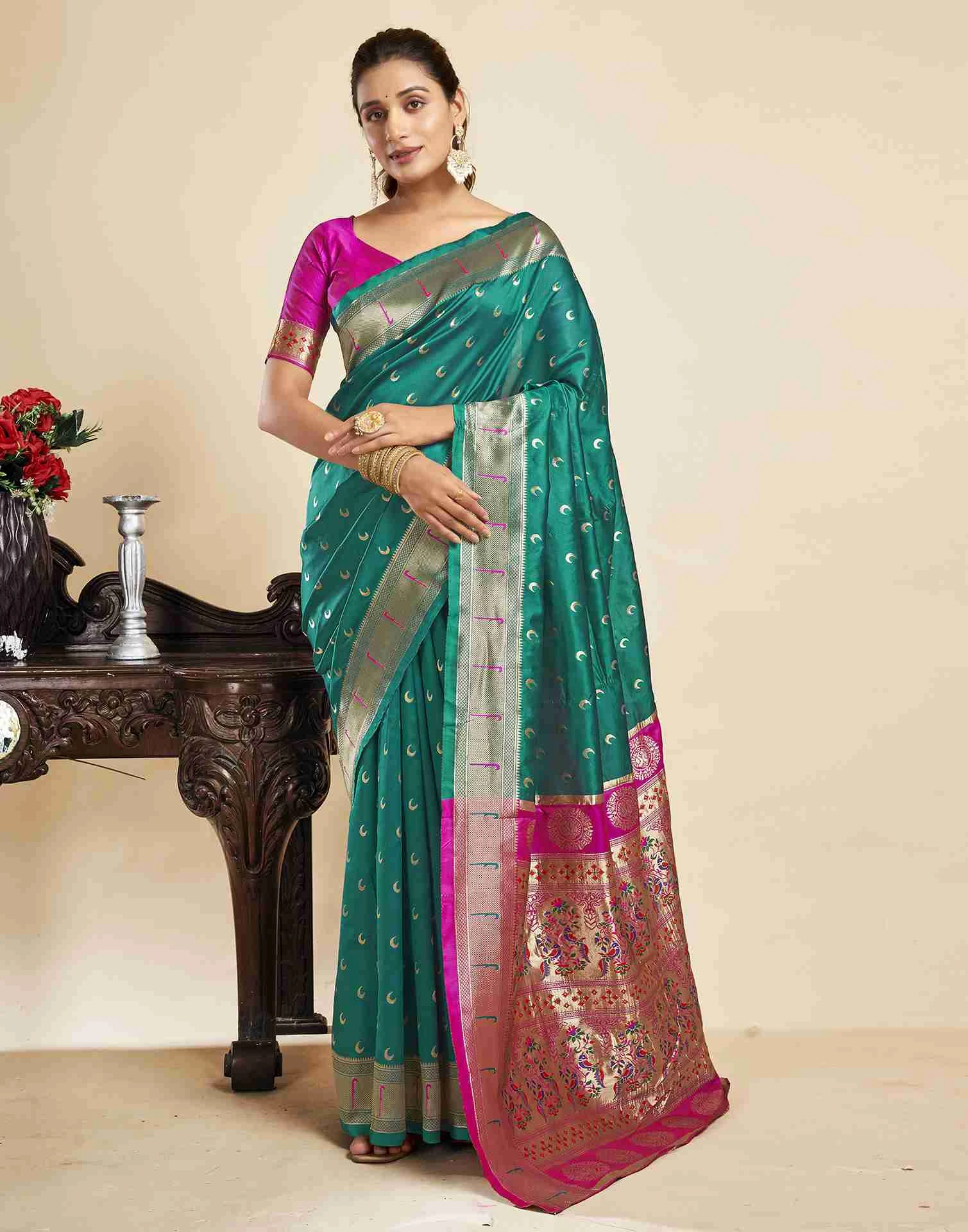 P 206 Silk Woven Work Traditional Wear Saree Collection